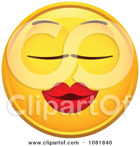 Clipart Yellow Smiley Emoticon Face With Puckered Lips - Royalty Free Vector Illustration by beboy