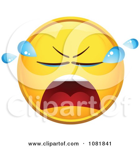 Clipart Yellow Smiley Emoticon Face Crying - Royalty Free Vector Illustration by beboy