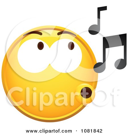 Clipart Yellow Smiley Emoticon Face Whistling - Royalty Free Vector Illustration by beboy