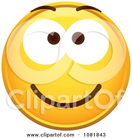 Clipart Yellow Smiley Emoticon Face With An Excited Expression - Royalty Free Vector Illustration by beboy