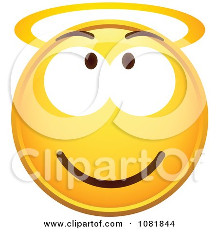 Clipart Yellow Smiley Emoticon Face With A Halo - Royalty Free Vector Illustration by beboy