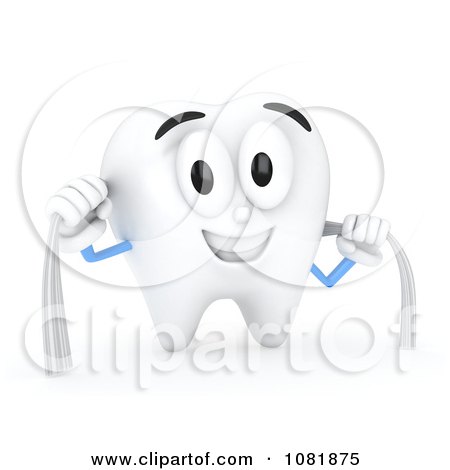 Clipart 3d Tooth Flossing Itself - Royalty Free CGI Illustration by BNP Design Studio