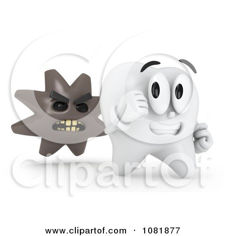 Clipart 3d Tooth Running From Germs - Royalty Free CGI Illustration by BNP Design Studio