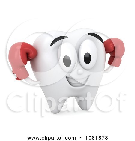 Clipart 3d Tooth Wearing Boxing Gloves - Royalty Free CGI Illustration by BNP Design Studio