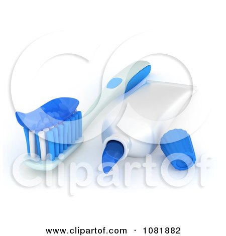 Clipart 3d Tooth Brush With A Tube And Paste - Royalty Free CGI Illustration by BNP Design Studio