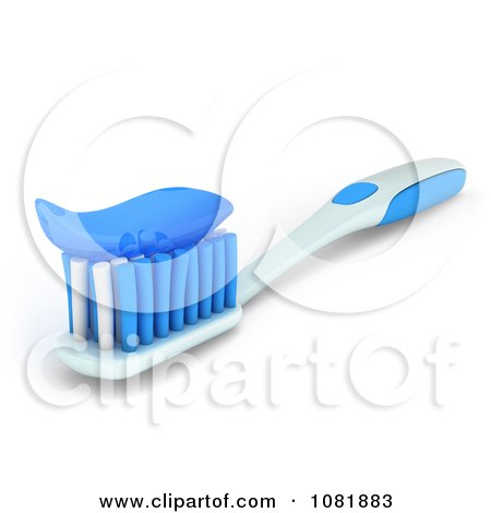 Clipart 3d Tooth Brush With Paste - Royalty Free CGI Illustration by BNP Design Studio