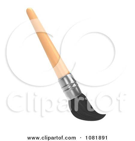 Clipart 3d Wooden Paintbrush - Royalty Free CGI Illustration by BNP Design Studio
