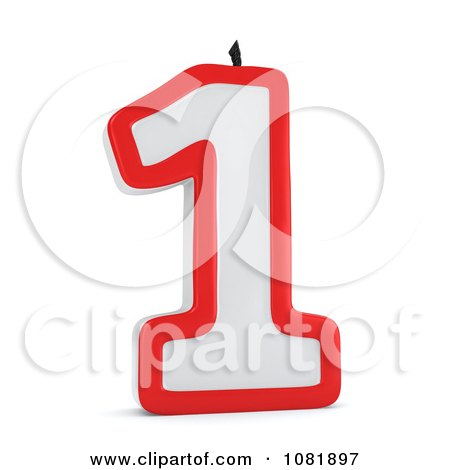 Clipart 3d First Birthday Candle - Royalty Free CGI Illustration by BNP Design Studio