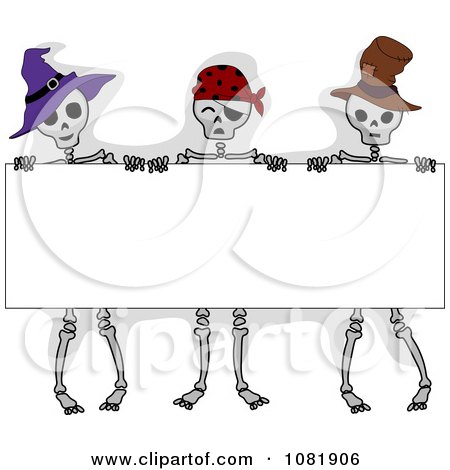 Clipart Skeletons Holding A Halloween Sign - Royalty Free Vector Illustration by BNP Design Studio