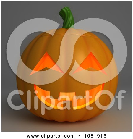 Clipart 3d Halloween Jackolantern On Gray - Royalty Free CGI Illustration by BNP Design Studio