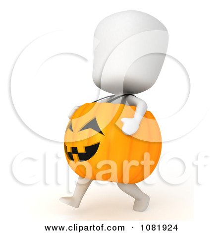 Clipart 3d Ivory Man In A Pumpkin Costume 2 - Royalty Free CGI Illustration by BNP Design Studio