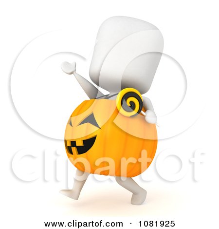 Clipart 3d Ivory Man In A Pumpkin Costume 3 - Royalty Free CGI Illustration by BNP Design Studio