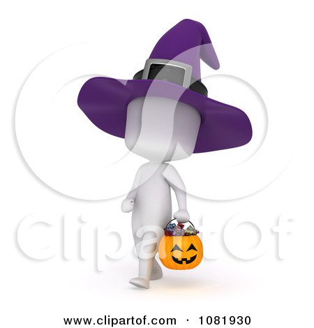 Clipart 3d Ivory Man In A Halloween Witch Costume 1 - Royalty Free CGI Illustration by BNP Design Studio