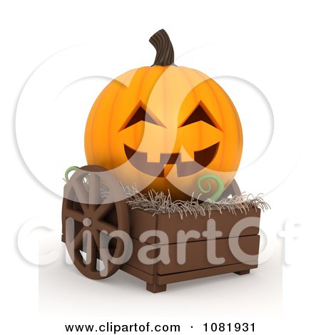 Clipart 3d Halloween Jackolantern In A Cart - Royalty Free CGI Illustration by BNP Design Studio