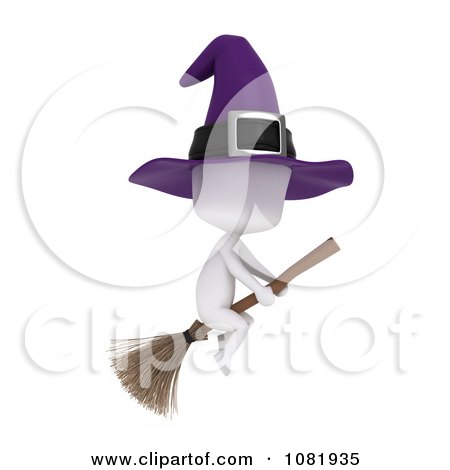 Clipart 3d Ivory Man In A Halloween Witch Costume 3 - Royalty Free CGI Illustration by BNP Design Studio