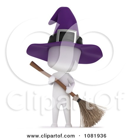 Clipart 3d Ivory Man In A Halloween Witch Costume 2 - Royalty Free CGI Illustration by BNP Design Studio
