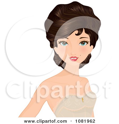 Clipart Beautiful Brunette Woman With Gibson Girl Hair And A Corset Top - Royalty Free Vector Illustration by Melisende Vector