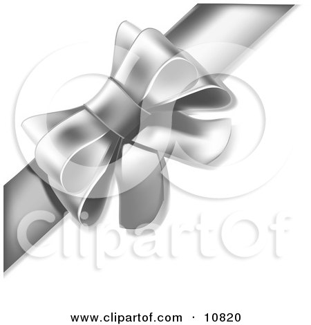 Gift Present Wrapped With a Silver or Grey Bow and Ribbon Clipart Illustration by Leo Blanchette