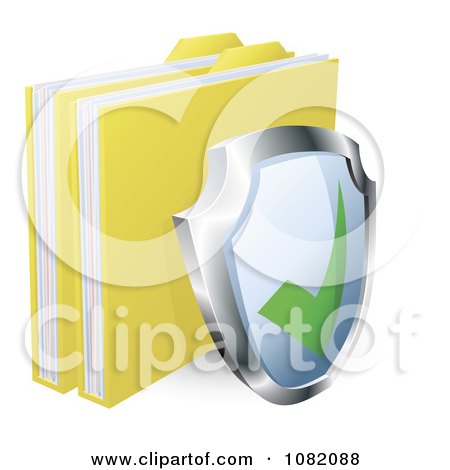 Clipart 3d Shield And Protected Files - Royalty Free Vector Illustration by AtStockIllustration