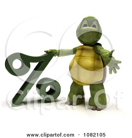 Clipart 3d Tortoise Presenting A Percent Symbol - Royalty Free CGI Illustration by KJ Pargeter