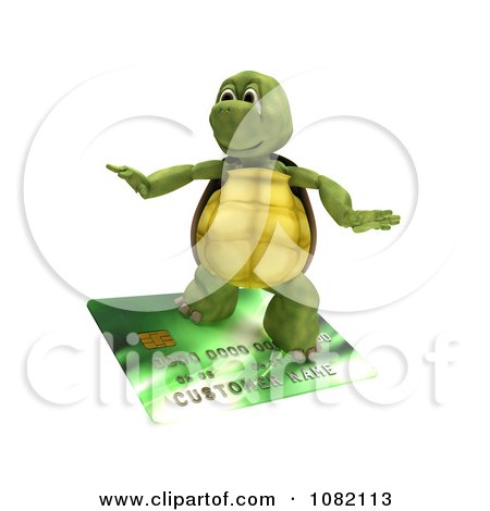 Clipart 3d Tortoise Surfing On A Credit Card - Royalty Free CGI Illustration by KJ Pargeter
