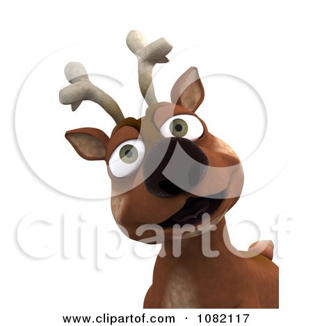 Clipart 3d Smiling Reindeer - Royalty Free CGI Illustration by KJ Pargeter