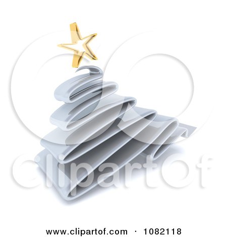 Clipart 3d Scribble Silver Christmas Tree And Gold Star - Royalty Free CGI Illustration by KJ Pargeter