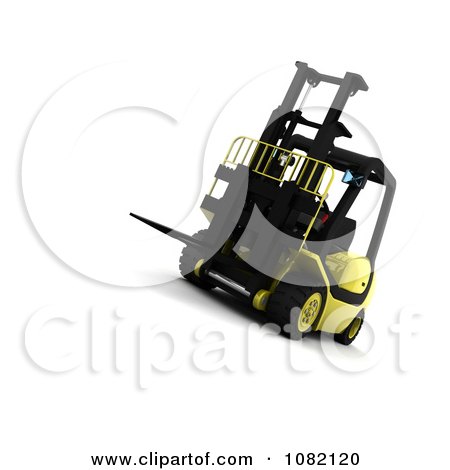 Clipart 3d Yellow Warehouse Forklift - Royalty Free CGI Illustration by KJ Pargeter