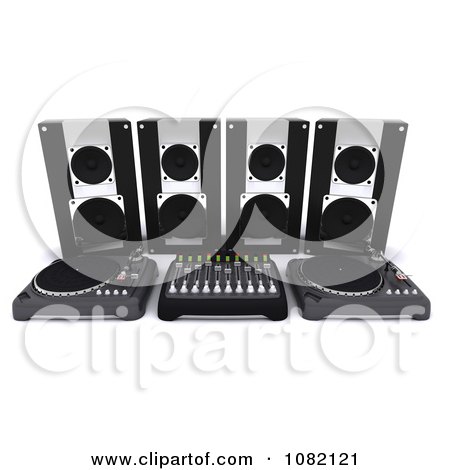Clipart 3d Dj Speakers And Turn Tables - Royalty Free CGI Illustration by KJ Pargeter