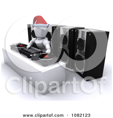 Clipart 3d White Character Dj At A Christmas Party - Royalty Free CGI Illustration by KJ Pargeter