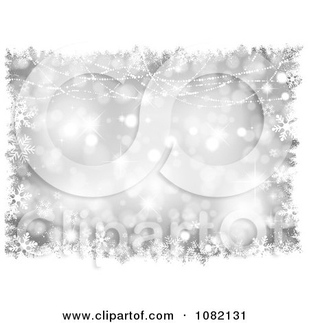 Clipart Silver Snowflake Christmas Background With White Grunge Borders - Royalty Free Vector Illustration by KJ Pargeter