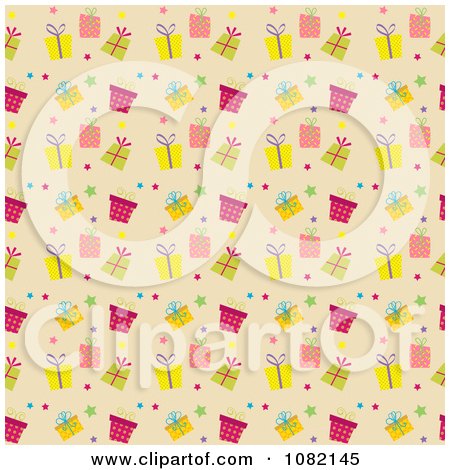 Clipart Seamless Birthday Or Christmas Gift Pattern - Royalty Free Vector Illustration by KJ Pargeter