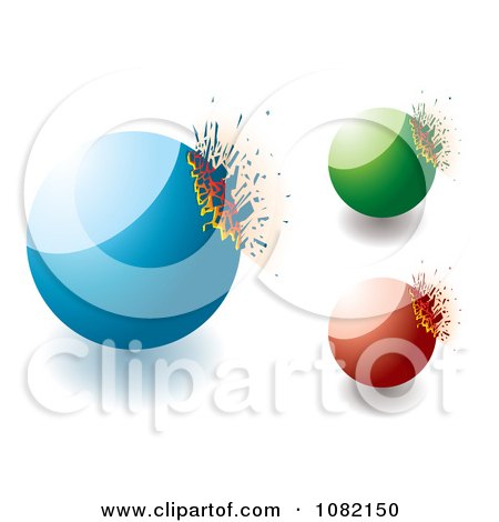 Clipart 3d Blue Green And Red Exploding Stone Design Elements - Royalty Free Vector Illustration by michaeltravers