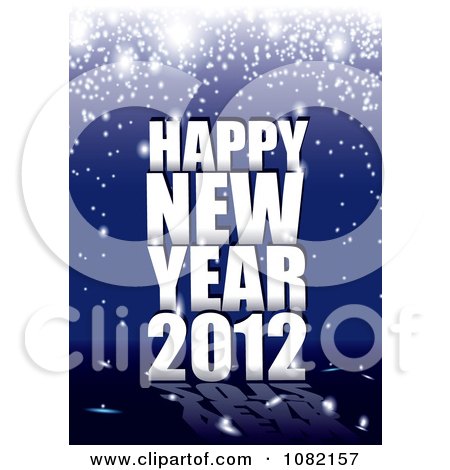Clipart Happy New Year 2012 Greeting On Blue With Sparkles - Royalty Free Vector Illustration by michaeltravers