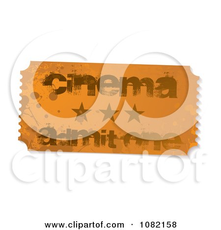 Clipart Grungy Brown Admit One Cinema Ticket - Royalty Free Vector Illustration by michaeltravers