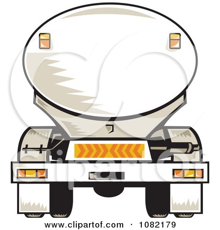 Clipart Rear Vview Of A Tanker Big Rig Truck - Royalty Free Vector Illustration by patrimonio