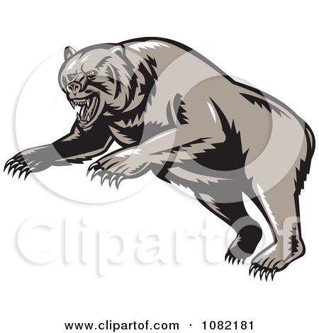 Clipart Attacking Grizzly Bear - Royalty Free Vector Illustration by patrimonio