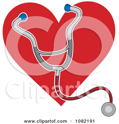 Clipart Medical Stethoscope Over A Red Heart - Royalty Free Vector Illustration by Maria Bell