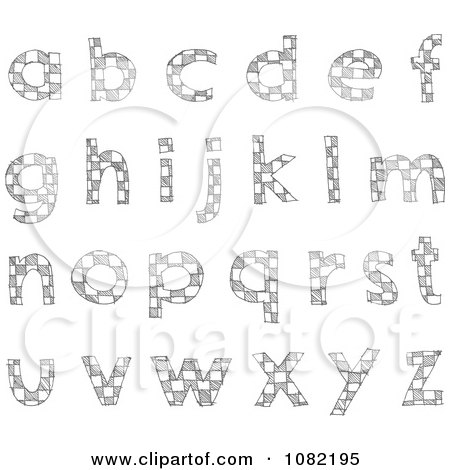 Clipart Sketched Checkered Lowercase Letters - Royalty Free Vector Illustration by yayayoyo