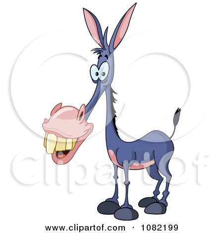 Clipart Happy Donkey With Buck Teeth - Royalty Free Vector Illustration by yayayoyo