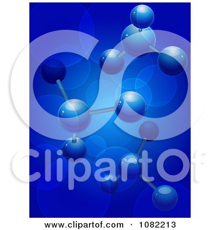 Clipart 3d Blue Molecular Structures With Flares - Royalty Free Vector Illustration by elaineitalia