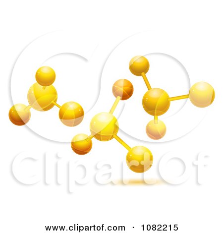 Clipart 3d Golden Molecular Structure - Royalty Free Vector Illustration by elaineitalia