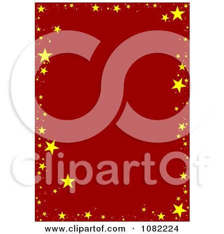 Clipart Red Background Bordered With Golden Stars - Royalty Free Vector Illustration by dero