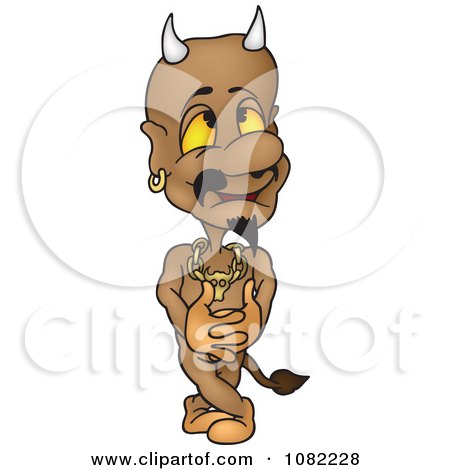 Clipart Pleased Devil Holding His Hands Together - Royalty Free Vector Illustration by dero