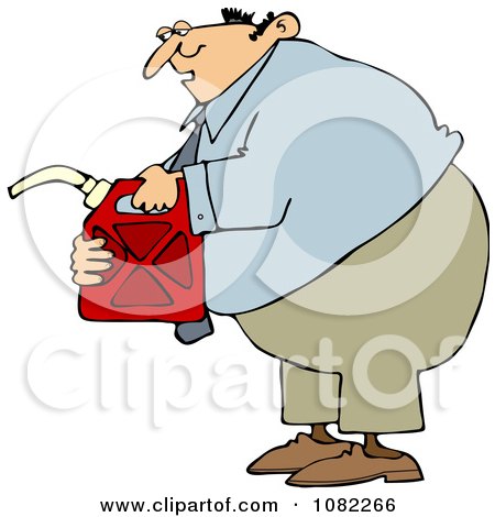 Clipart Man Holding A Gas Can - Royalty Free Vector Illustration by djart