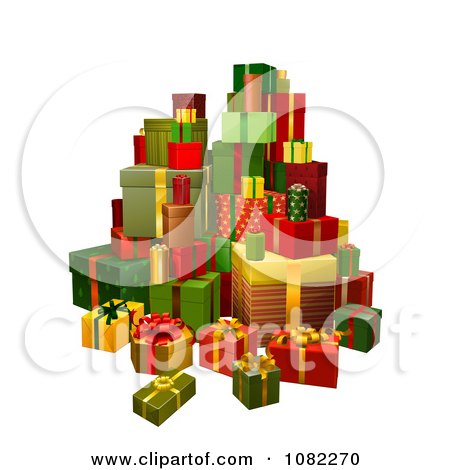 Clipart 3d Tower Of Gifts - Royalty Free Vector Illustration by AtStockIllustration