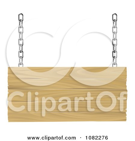 Clipart 3d Suspended Wooden Sign With Silver Chains - Royalty Free Vector Illustration by AtStockIllustration
