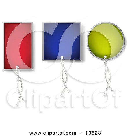 Three Colorful Blank Sales Price Tags With String Clipart Illustration by Leo Blanchette