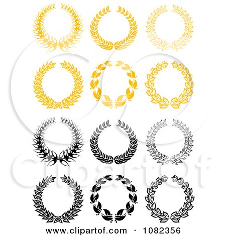 Clipart Black And White And Golden Laurel Wreaths 1 - Royalty Free Vector Illustration by Vector Tradition SM