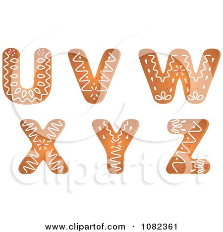 Clipart Gingerbread Letters U Through Z Design Elements - Royalty Free Vector Illustration by Vector Tradition SM